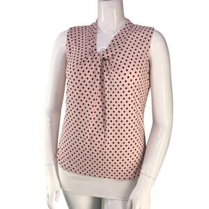 Karl Lagerfeld Paris Womens Size L Top Sleeveless Twist Neck Polka Dot Pink